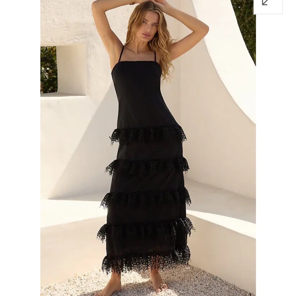 NWT. Peixoto Black Tiered Sheath Maxi Dress # 76